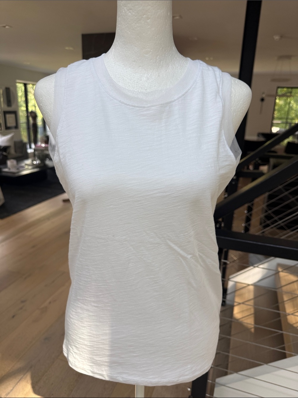 Goldie White Tank with Tulle Trim